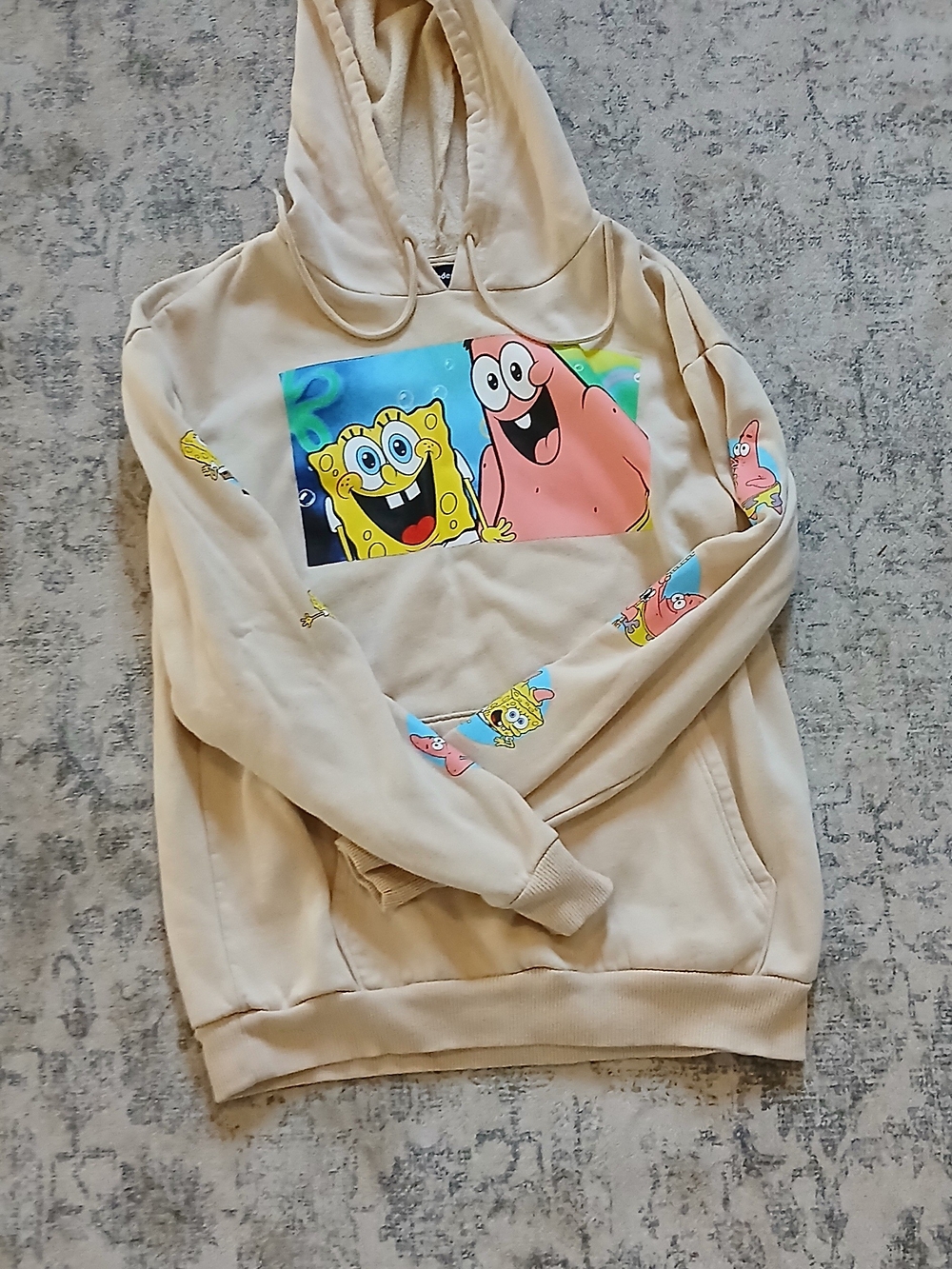 Nickelodeon SpongeBob & Patrick Hoodie - Tan / Beige (Size Large)